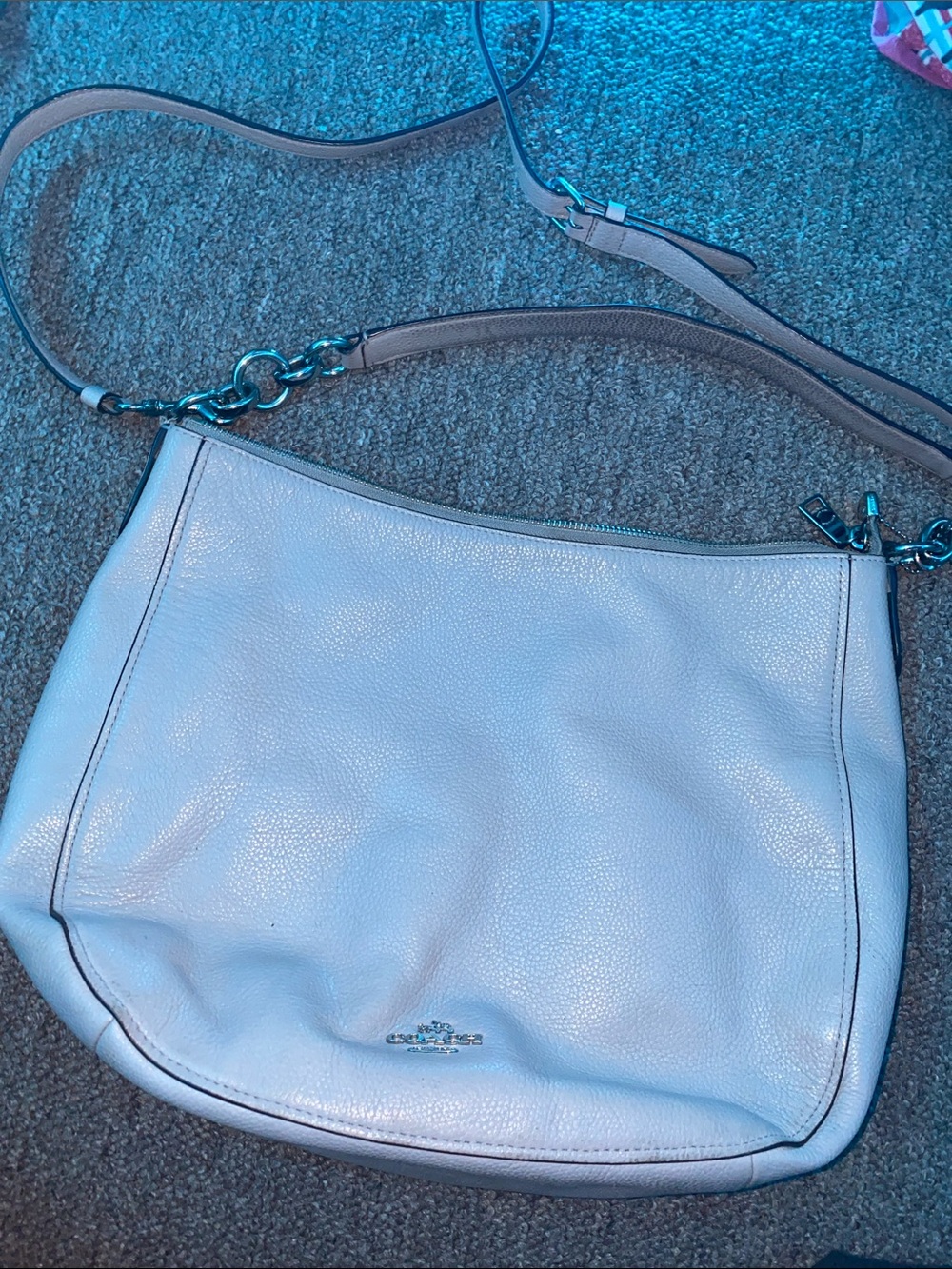 Coach Pebble Leather Shoulder Bag in Light Blue